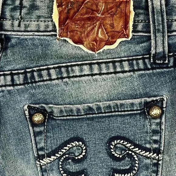 Rerock by Express legging Jeans Womens 4 Blue Distressed Denim Faded (0358) - Picture 12 of 13